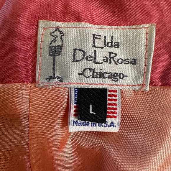 Elda De La Rosa Haute Couture Pink Shantung Silk Sleeveless A-Line Midi Dress L - Picture 6 of 11